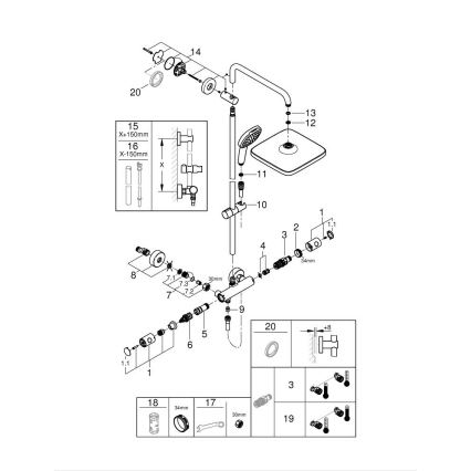 GROHE 26697001 - Sprchový systém VITALIO COMFORT 250 250 × 250 mm lesklý chrom