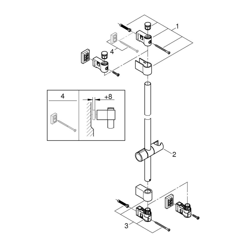 GROHE 269612431 - Sprchová tyč VITALIO UNIVERSAL 900 mm černá
