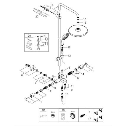 GROHE 26988001 - Sprchový systém VITALIO START SYSTEM 390 mm lesklý chrom