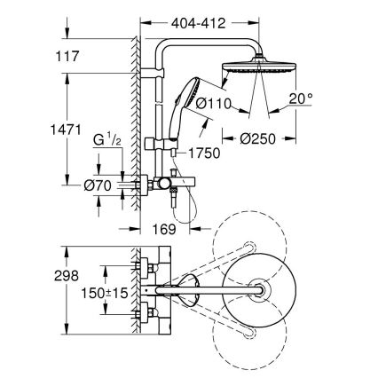 GROHE 26988001 - Sprchový systém VITALIO START SYSTEM 390 mm lesklý chrom