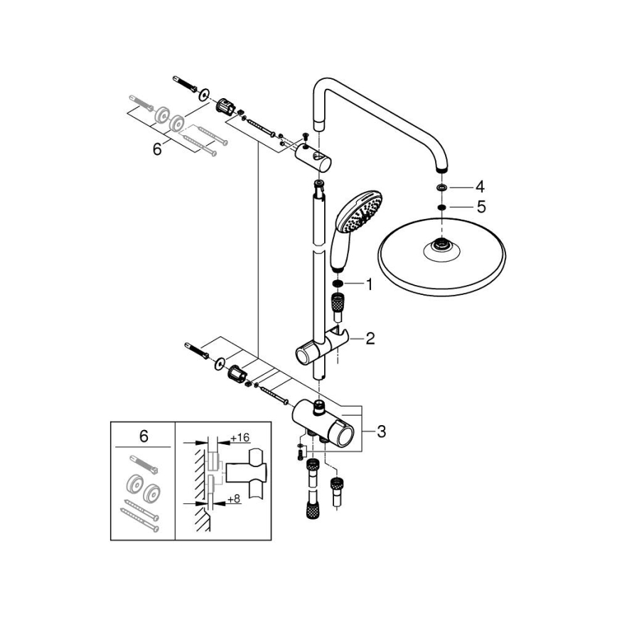 GROHE 26989001 - Sprchový systém VITALIO START SYSTEM 250 390 mm lesklý chrom