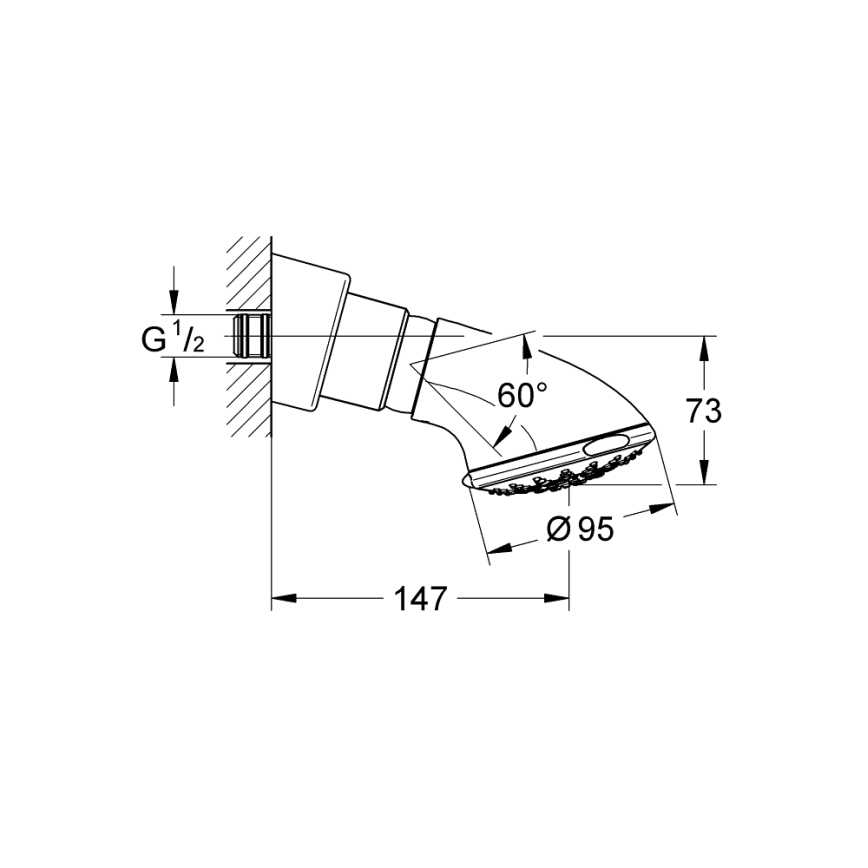 GROHE 27062000 - Hlavová sprcha RELEXA 100 Five 95 mm lesklý chrom