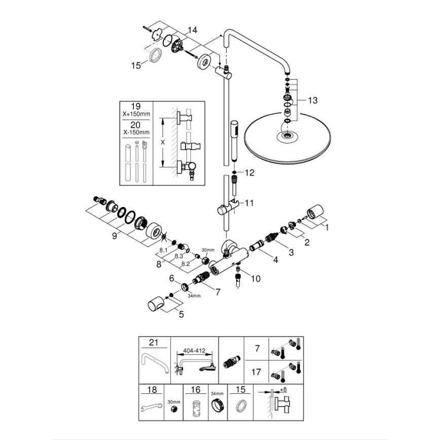 GROHE 27174001 - Sprchový systém RAINSHOWER SYSTEM 400 450 mm lesklý chrom