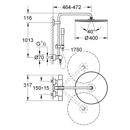 GROHE 27174001 - Sprchový systém RAINSHOWER SYSTEM 400 450 mm lesklý chrom