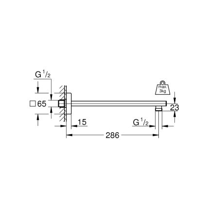 GROHE 27709000 - Sprchové rameno RAINSHOWER 286 mm lesklý chrom