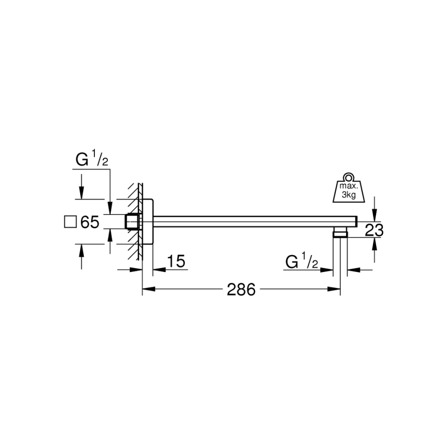 GROHE 27709000 - Sprchové rameno RAINSHOWER 286 mm lesklý chrom