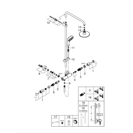 GROHE 27922000 - Sprchový systém TEMPESTA COSMOPOLITAN 160 mm lesklý chrom