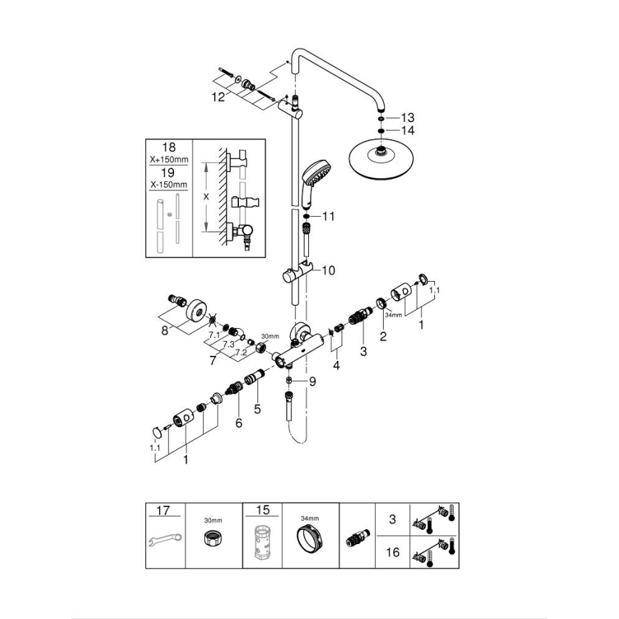 GROHE 27922001 - Sprchový systém TEMPESTA COSMOPOLITAN 210 lesklý chrom