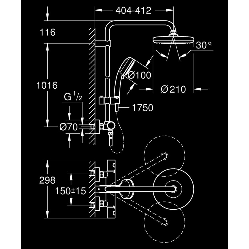 GROHE 27922001 - Sprchový systém TEMPESTA COSMOPOLITAN 210 lesklý chrom
