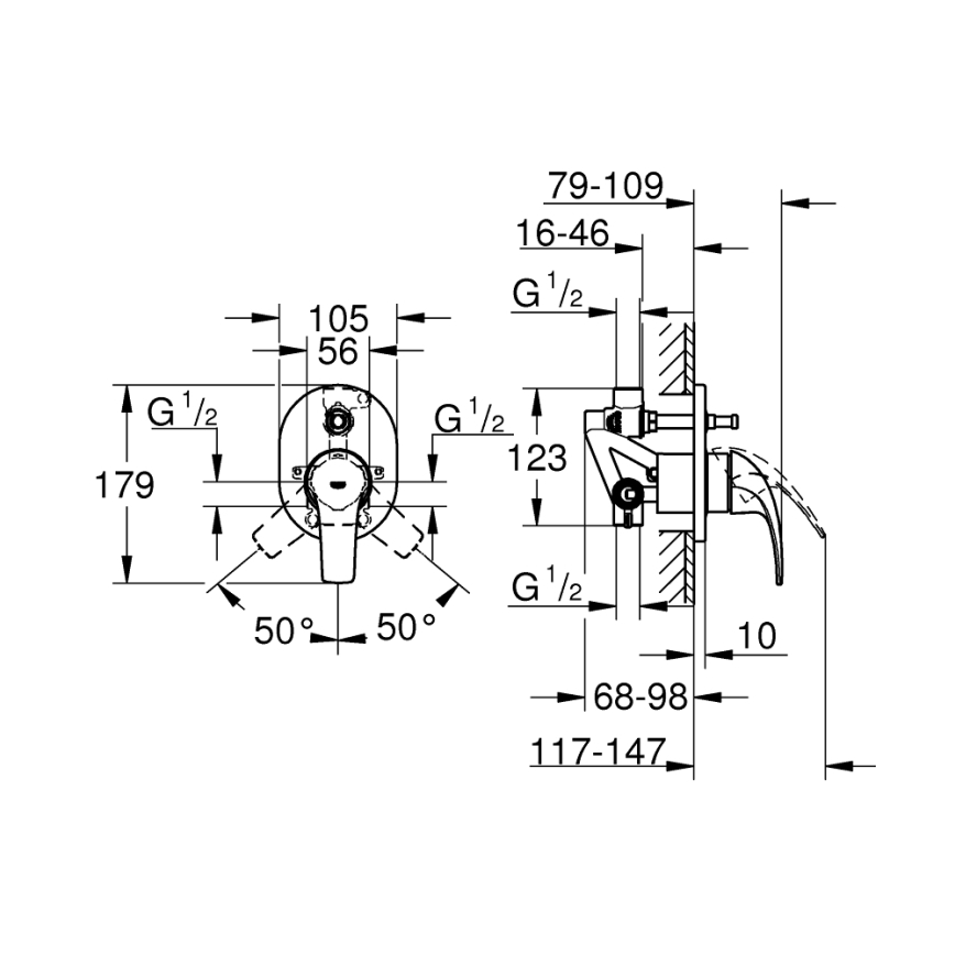 GROHE 29043000 - Vanová baterie EUROCUBE lesklý chrom