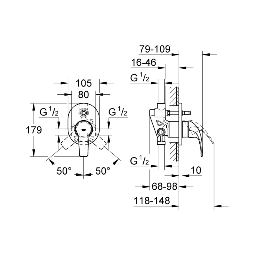 GROHE 29043000 - Vanová baterie EUROCUBE lesklý chrom