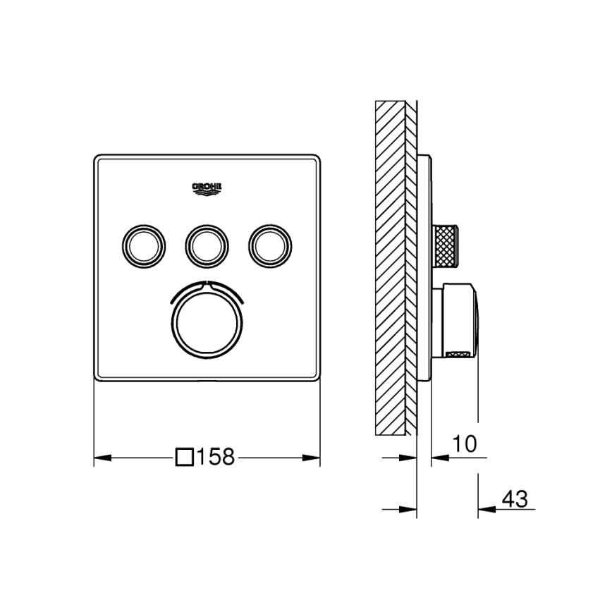 GROHE 29149000 - Krytka podomítkové baterie SMARTCONTROL 158 × 158 mm chrom
