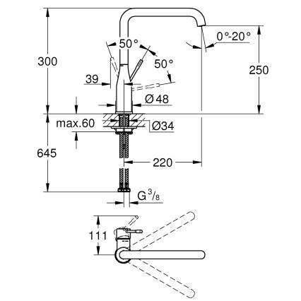 GROHE 30269000 - Dřezová baterie ESSENCE 292 mm lesklý chrom