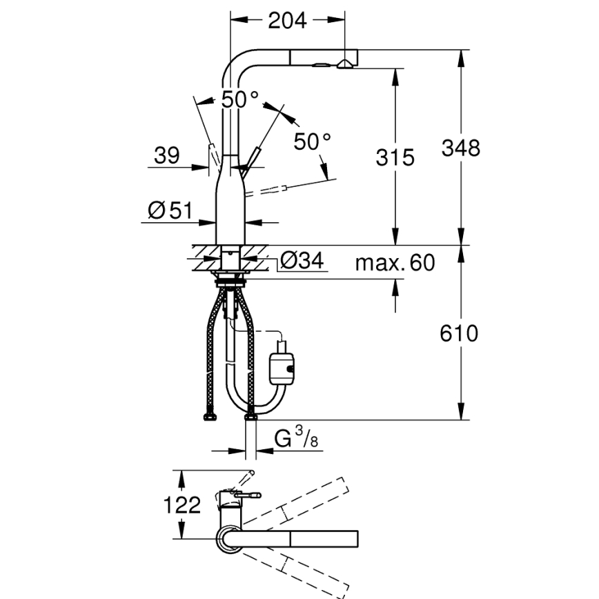 GROHE 30270AL0 - Dřezová baterie ESSENCE grafit