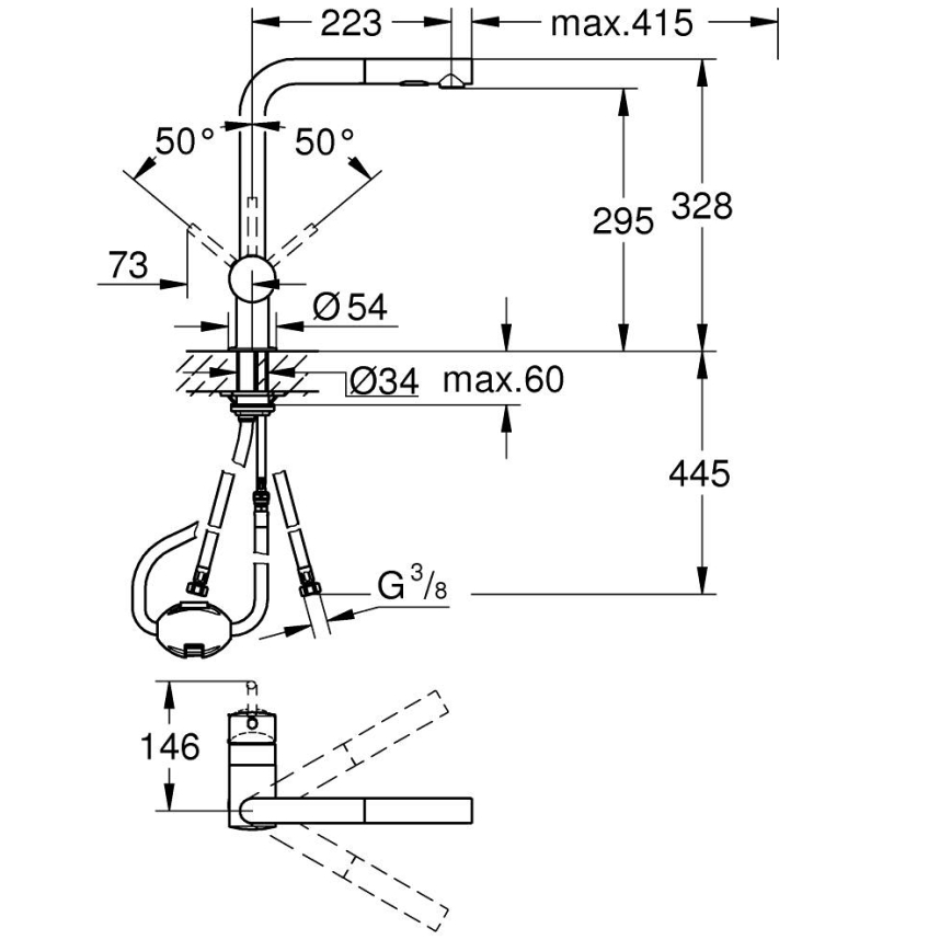 GROHE 30274000 - Dřezová baterie L-výpusť lesklý chrom