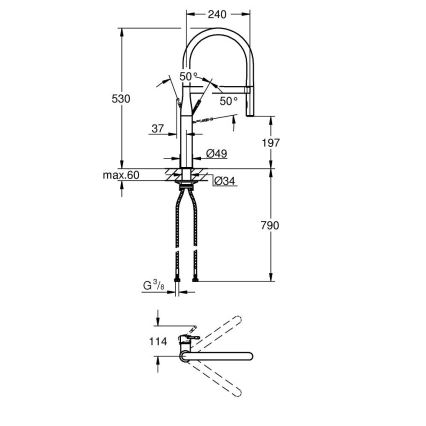 GROHE 30294000 - Dřezová baterie ESSENCE 530 mm lesklý chrom