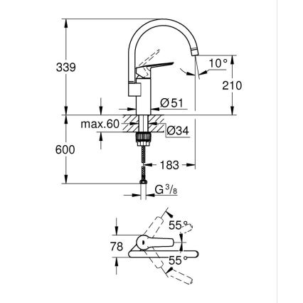 GROHE 304692430 - Dřezová baterie START 339 mm matný chrom