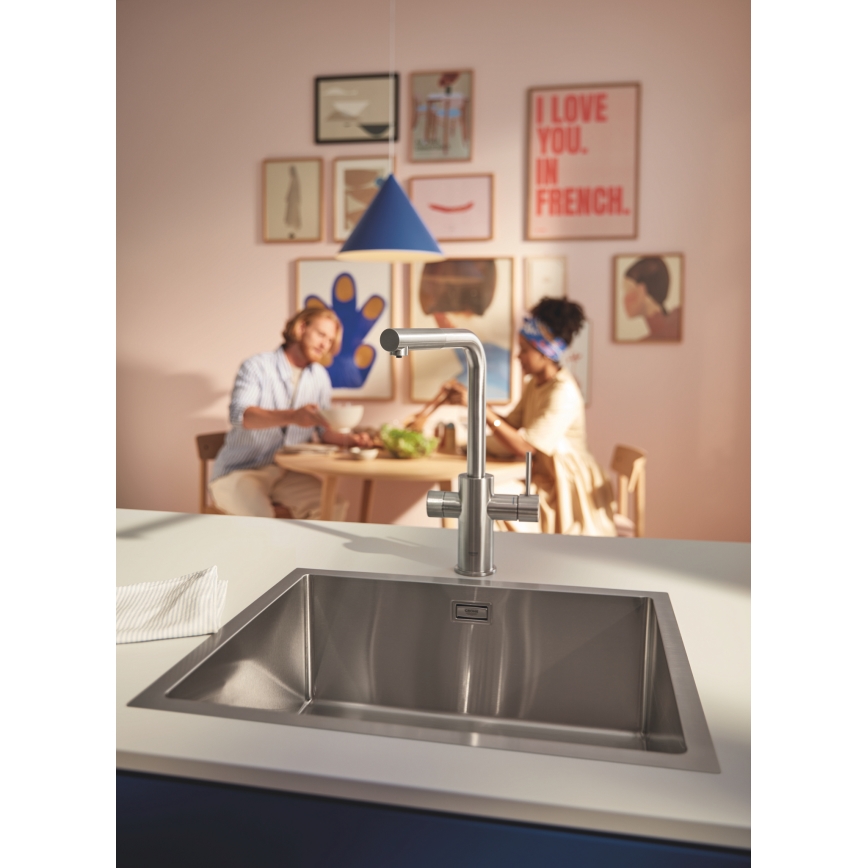GROHE 30601DC0 - Dřezová baterie BLUE PURE s výsuvnou koncovkou nerez