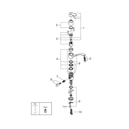 GROHE 31161000 - Dřezová baterie EUROSMART COSMOPOLITAN 140° lesklý chrom