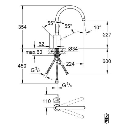 GROHE 31180000 - Dřezová baterie EUROSMART COSMOPOLITAN lesklý chrom