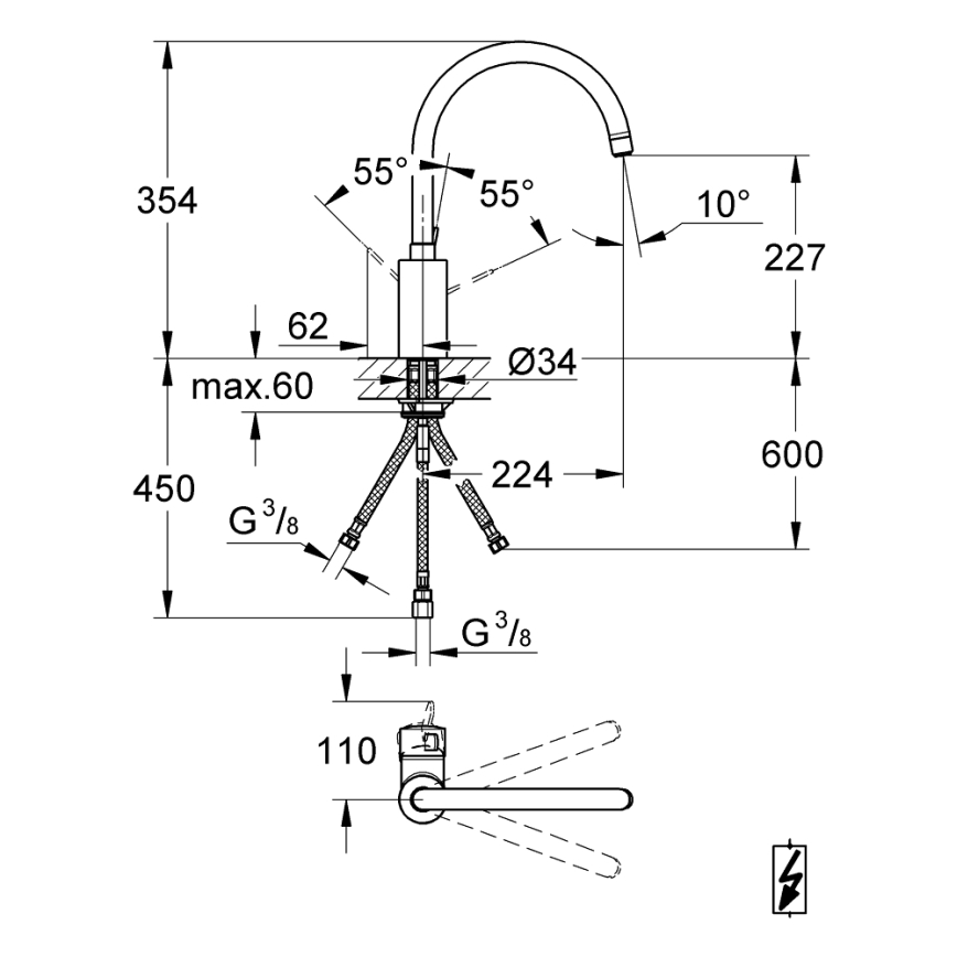 GROHE 31180000 - Dřezová baterie EUROSMART COSMOPOLITAN lesklý chrom