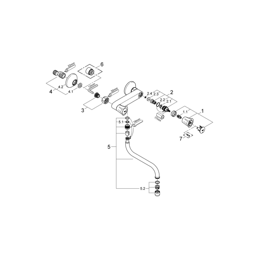 GROHE 31187001 - Dřezová nástěnná baterie COSTA L 200 mm lesklý chrom