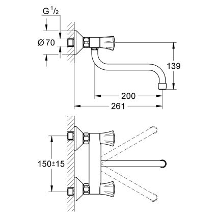 GROHE 31187001 - Dřezová nástěnná baterie COSTA L 200 mm lesklý chrom