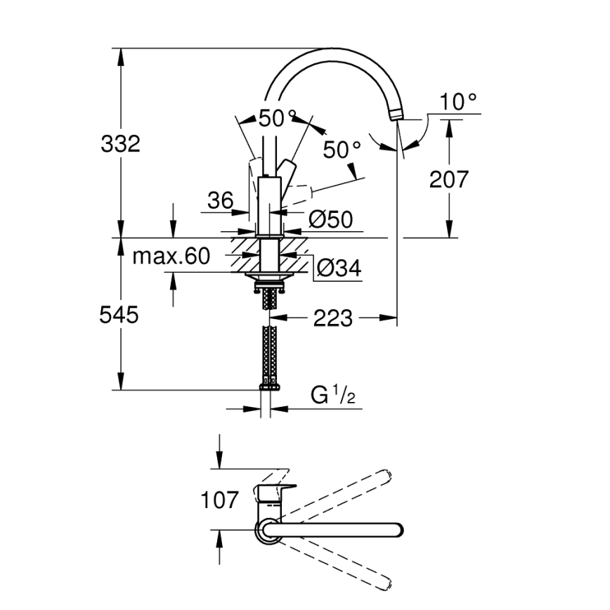 GROHE 31233001 - Dřezová baterie START lesklý chrom