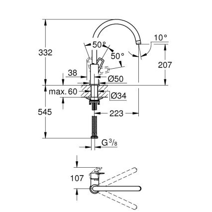 GROHE 31368001 - Dřezová baterie BAULOOP lesklý chrom