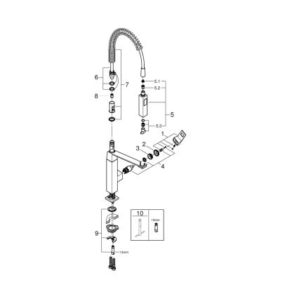GROHE 31395000 - Dřezová baterie EUROCUBE 547 mm lesklý chrom
