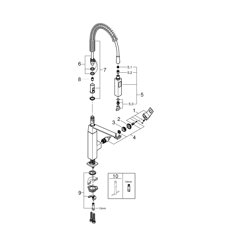 GROHE 31395000 - Dřezová baterie EUROCUBE 547 mm lesklý chrom