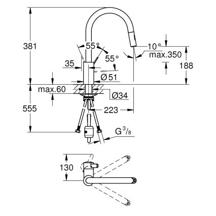 GROHE 31481001 - Dřezová baterie EUROSMART COSMOPOLITAN lesklý chrom