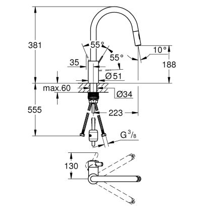 GROHE 31481001 - Dřezová baterie EUROSMART COSMOPOLITAN lesklý chrom