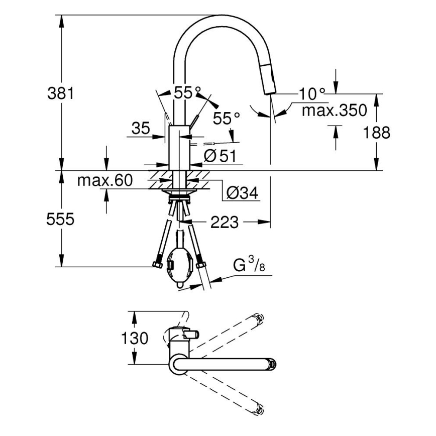 GROHE 31481001 - Dřezová baterie EUROSMART COSMOPOLITAN lesklý chrom