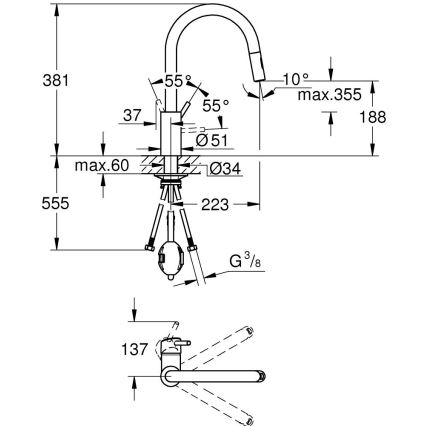 GROHE 31483DC2 - Dřezová baterie CONCETTO nerez