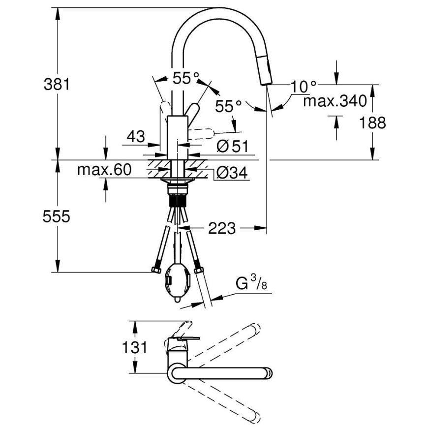 GROHE 31484001 - Dřezová baterie GET lesklý chrom