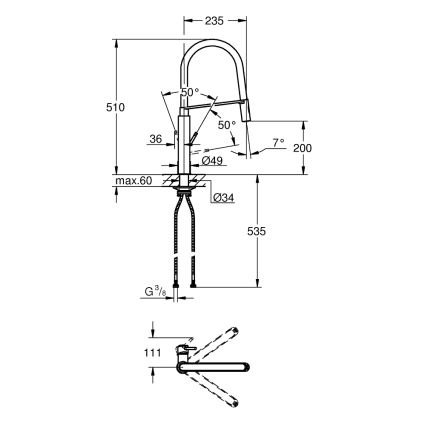 GROHE 31491000 - Dřezová baterie CONCETTO s profesionální sprchou lesklý chrom