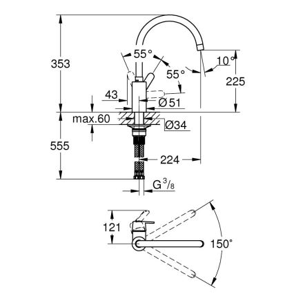 GROHE 31494001 - Dřezová baterie GET lesklý chrom