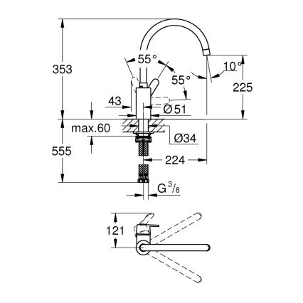GROHE 31494001 - Dřezová baterie GET lesklý chrom