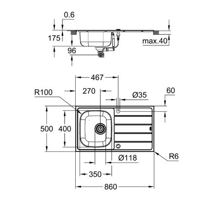 GROHE 31552SD1 - Dřez K200 860 x 500 mm nerez