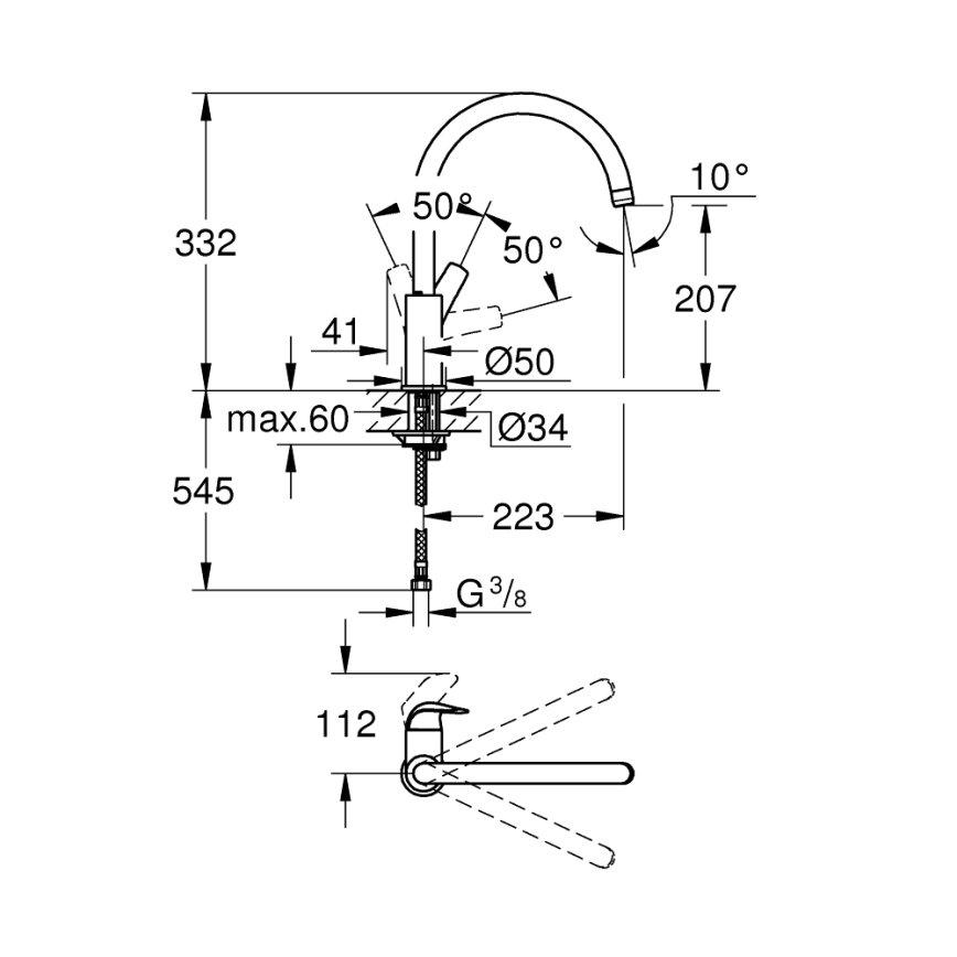 GROHE 31554001 - Dřezová baterie START CURVE lesklý chrom