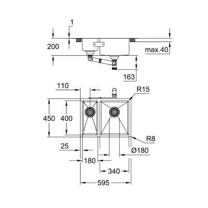GROHE 31576SD1 - Kuchyňský dřez K700U 595 × 450 mm nerez