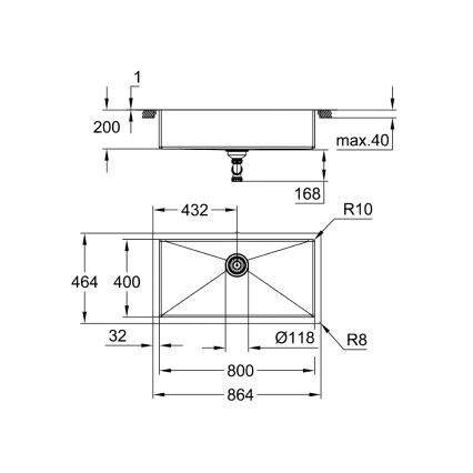 GROHE 31580SD1 - Kuchyňský dřez K700 864 × 464 mm nerez