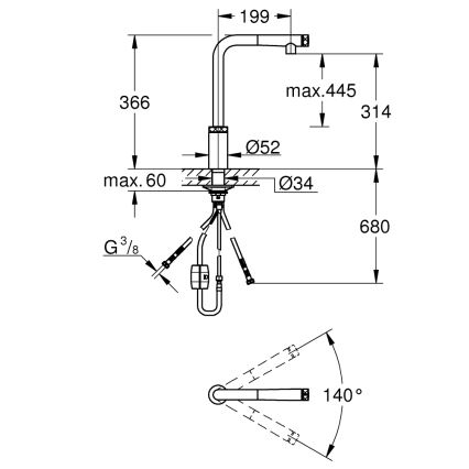GROHE 31613A00 - Dřezová baterie A SMARTCONTROL grafit