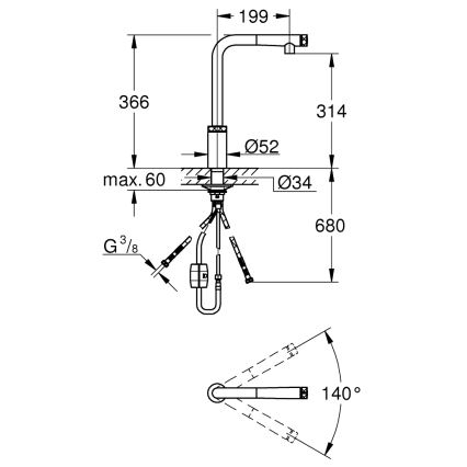 GROHE 31613A00 - Dřezová baterie A SMARTCONTROL grafit
