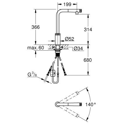 GROHE 31613A00 - Dřezová baterie A SMARTCONTROL grafit