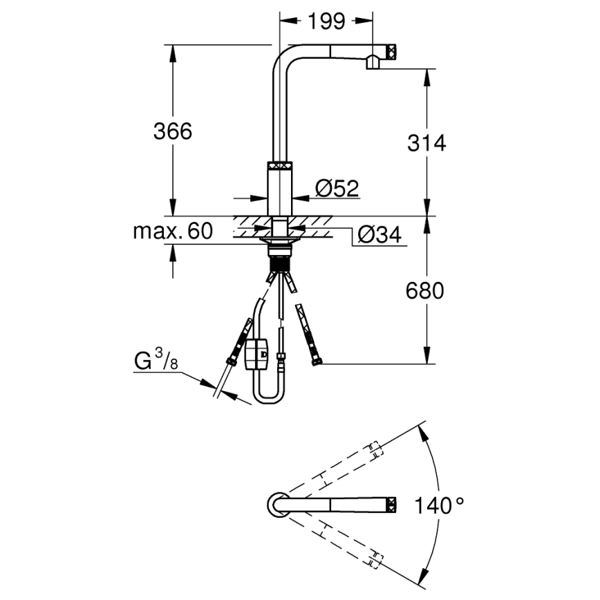GROHE 31613A00 - Dřezová baterie A SMARTCONTROL grafit