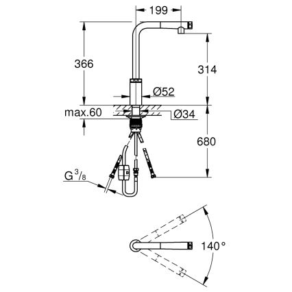 GROHE 31613A00 - Dřezová baterie A SMARTCONTROL grafit