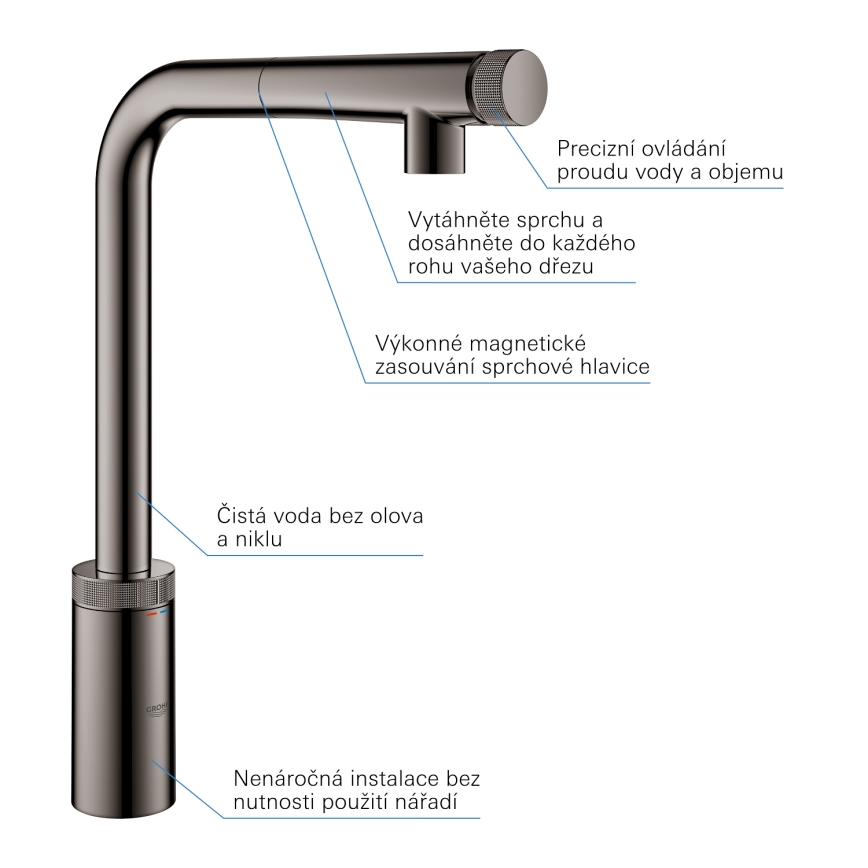 GROHE 31613A00 - Dřezová baterie A SMARTCONTROL grafit