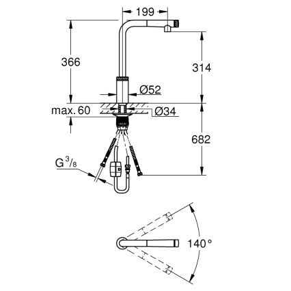 GROHE 31613A00 - Dřezová baterie A SMARTCONTROL grafit